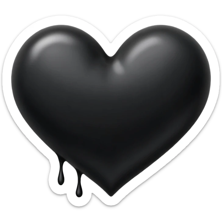 black ink heart emoji, blob, isolated on white background, grunge, like pen stroke, flat sticker