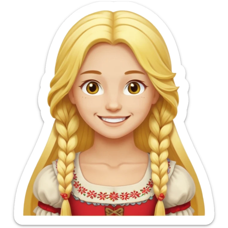 muscled girl from Poland in traditional Polish costume, long yellow hair sticker