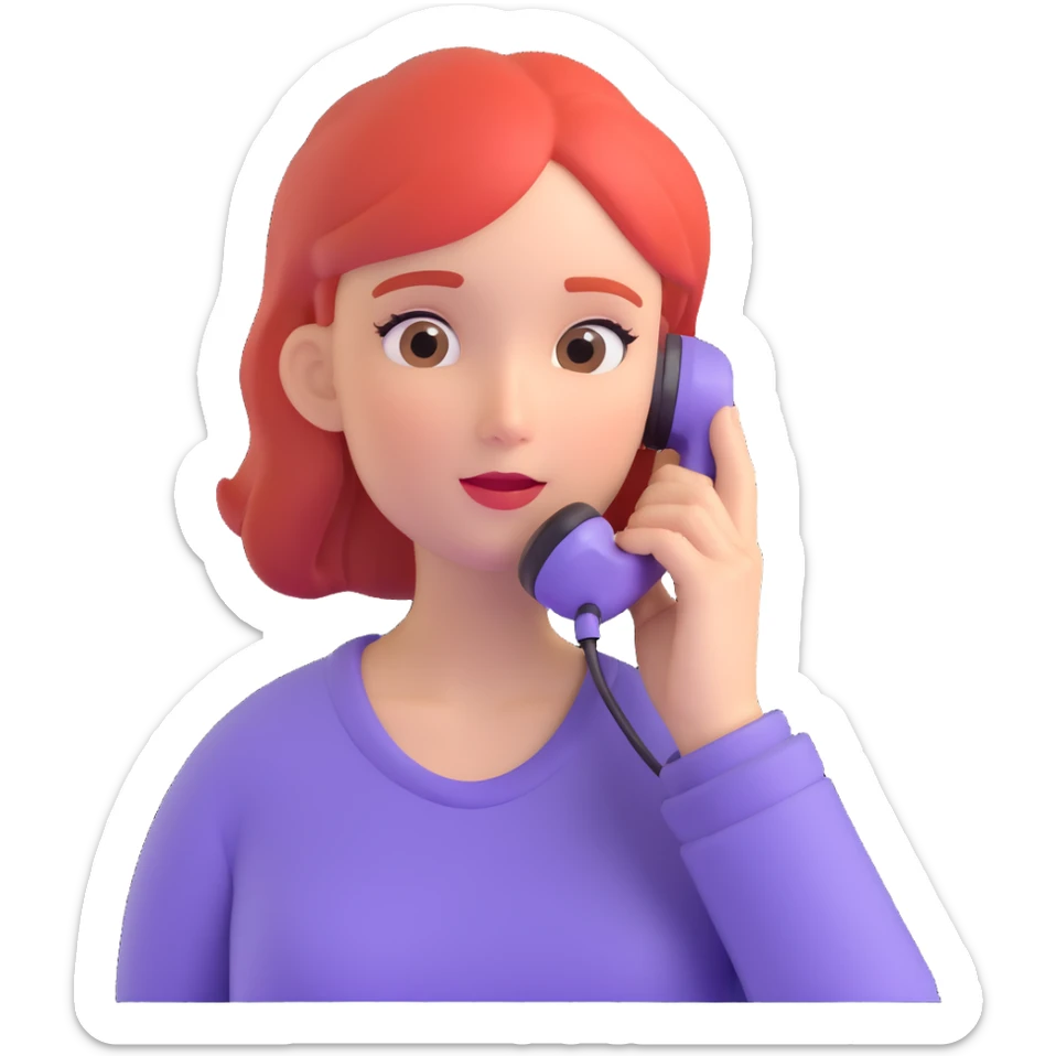 girl talking on phone bedroom background, close up pose sticker