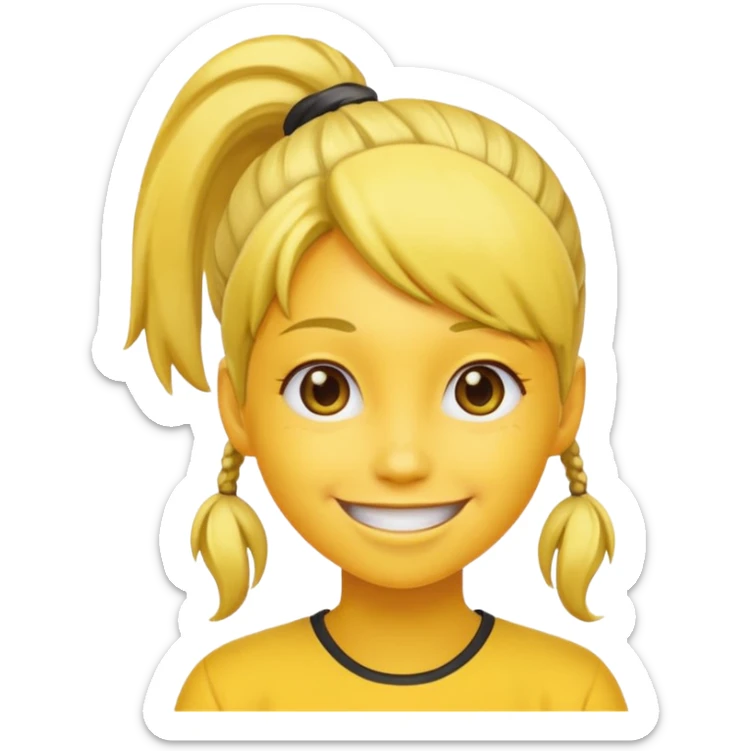 I want to have the regular puke emoji (the round yellow face) but with a pony tail, like Ariana Grande sticker