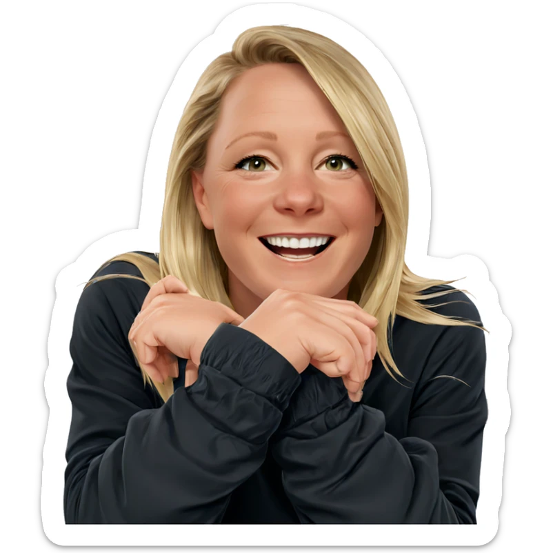 blonde girl with joyful smile sticker