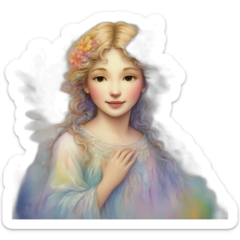 Angel in watercolor in raimbow colors as josephine wall art sticker