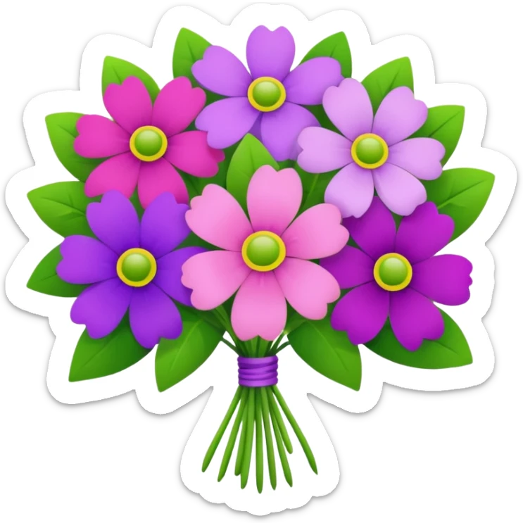 Bouquet of pink, purple, and green flowers sticker