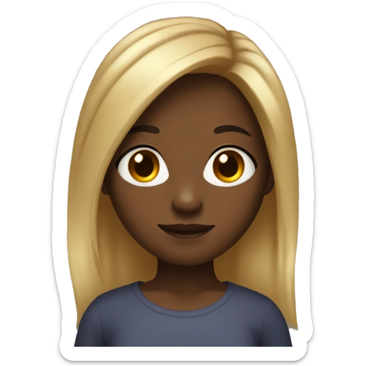 Black 10yr girl with brown hair and blonde streaks sticker