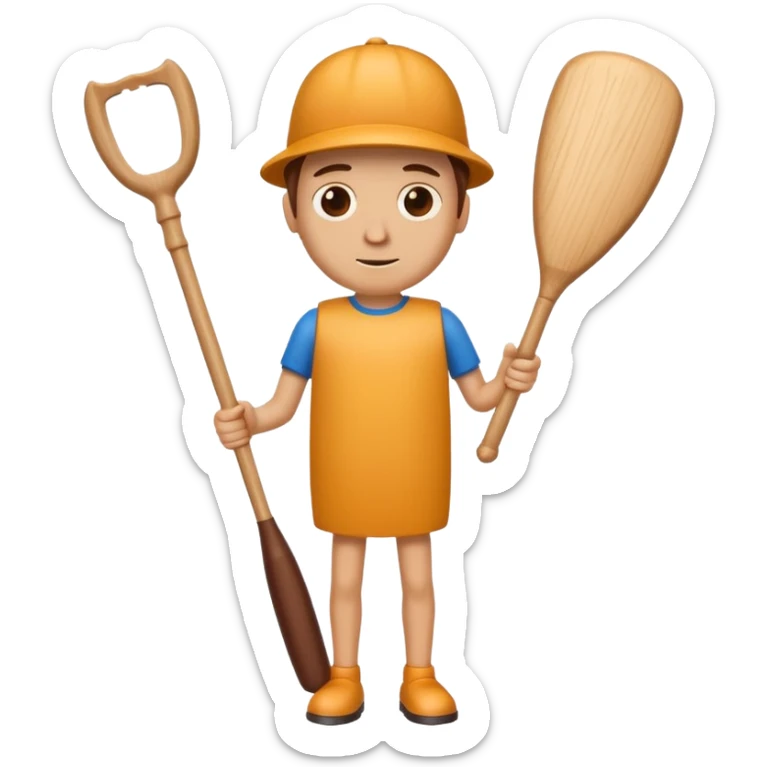 Make a wood tube with a face and wooden legs and arms and a bat sticker