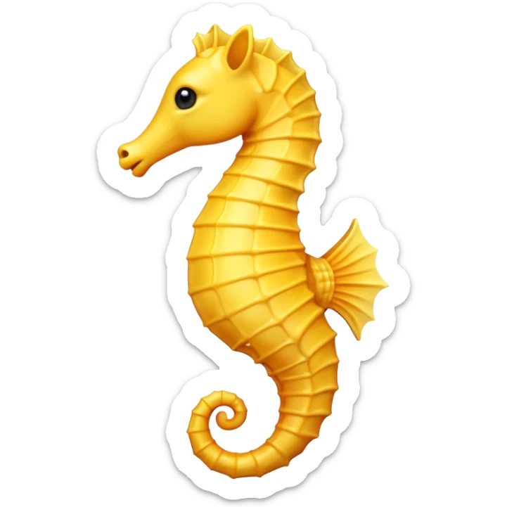 an iPhone-style emoji of a yellow seahorse  sticker