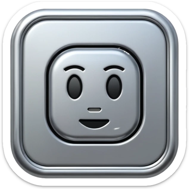 A futuristic microchip emoji made of polished silver chrome, minimal circuit details, smooth metallic surface, soft lighting, iOS emoji style, centered, clean white background sticker