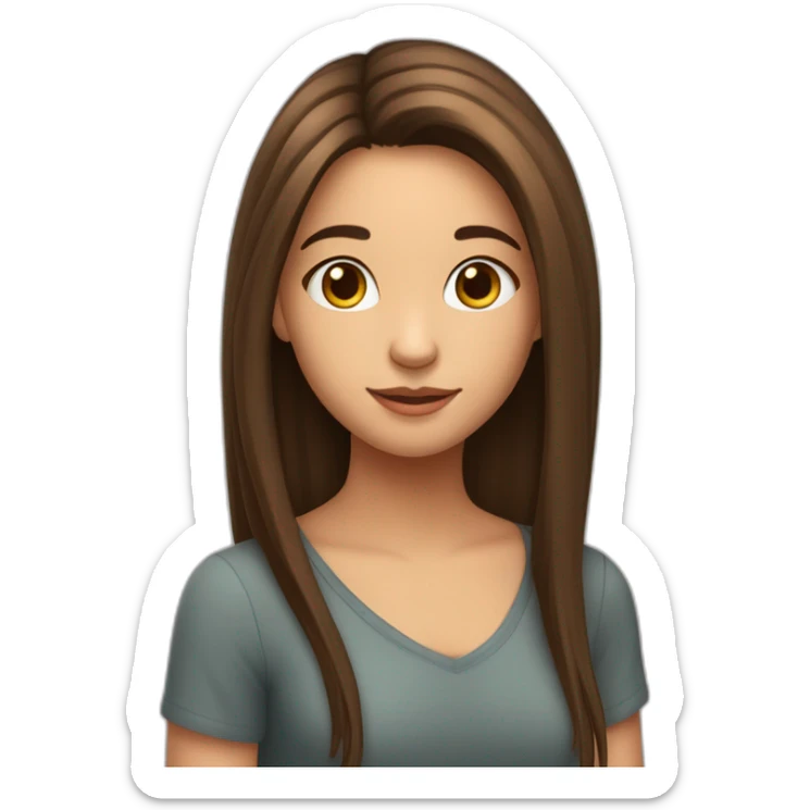 Une jeune fille avec les cheveux lisses brunes, cheveux longs sticker