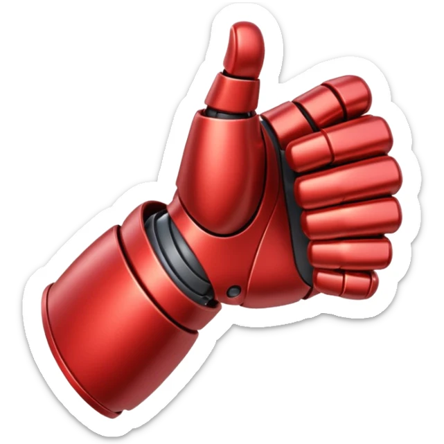 robot hand closed fist but the thumb is up and make the color of the robot  in the shade red sticker