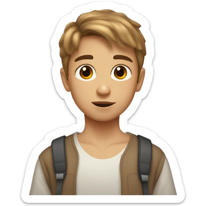 a girl with light brown hair kisses a boy with short haircut and light brown hair too, they have brown eyes  sticker