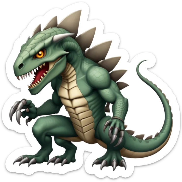 monstrous, reptilian fighter with protruding skull and gray-brown skin sticker