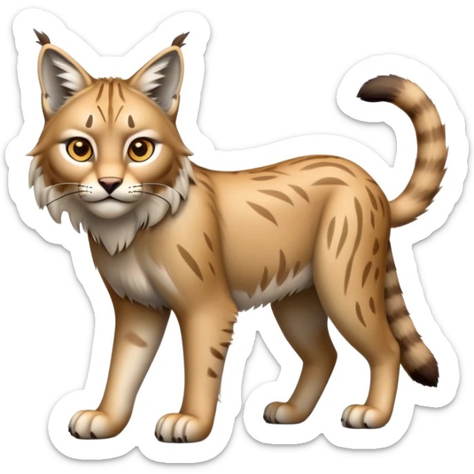 Cinematic-Lynx-Realistic-Full-Body-Standing on all fours-Emoji – head tilted dramatically, fur with faint spotting, long legs and large paws poised elegantly, simplified yet realistic focused features, highly detailed, glowing with an almost sarcastic glow. sticker