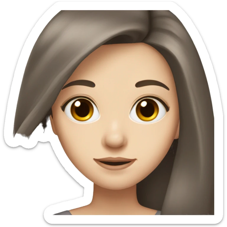 A pretty girl with long dark brown hair, pale skin, brown eyes sticker