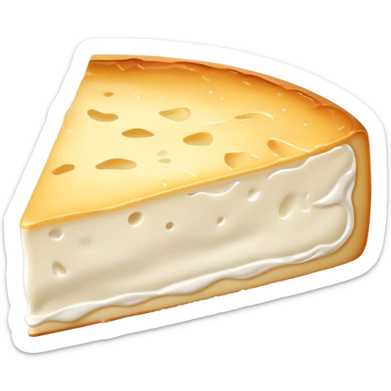 cinematic-realistic-brie-cheese-emoji,-featuring-a-creamy gooey center,-soft-ripened-cheese-with-a-delicate white rind-rendered-with-lifelike-detail-and-inviting,-natural-lightingwith a slice showing the gooey center sticker