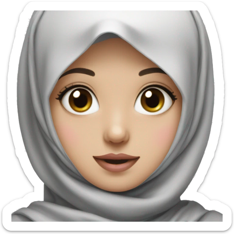 cute girl wearing black hijab with white colored skin and pink cheeks sticker