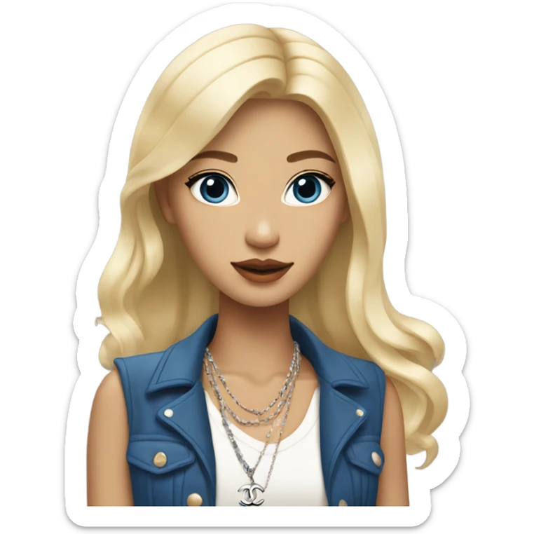 Blonde Chanel blue eyes Asian Girl with Birkin bag and Chanel necklace sticker