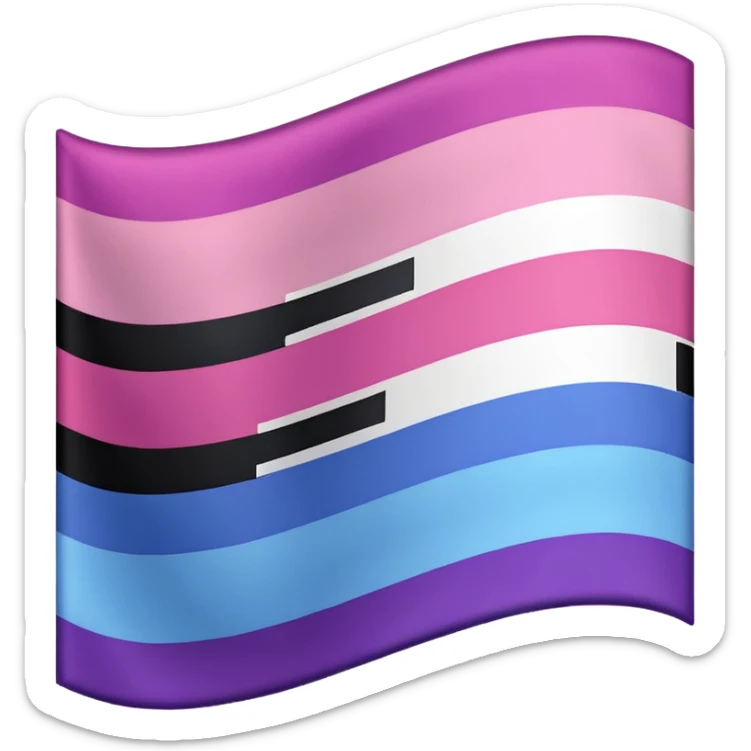 I want a flag, I want it to have three stripes and I want the stripes to be horizontal. I want the first stripe at the very top of the flag to be pink 🩷. The middle stripe will be the color purple 💜. And finally the bottom stripe will be the color blue 💙. sticker