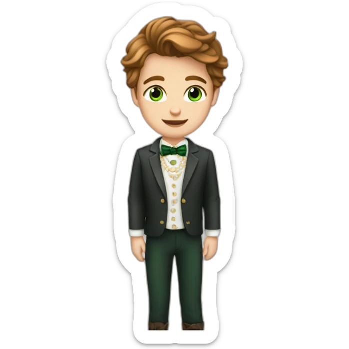Posh-boy-with-pearl-necklace-and-green-eyes-and-brown-hair sticker