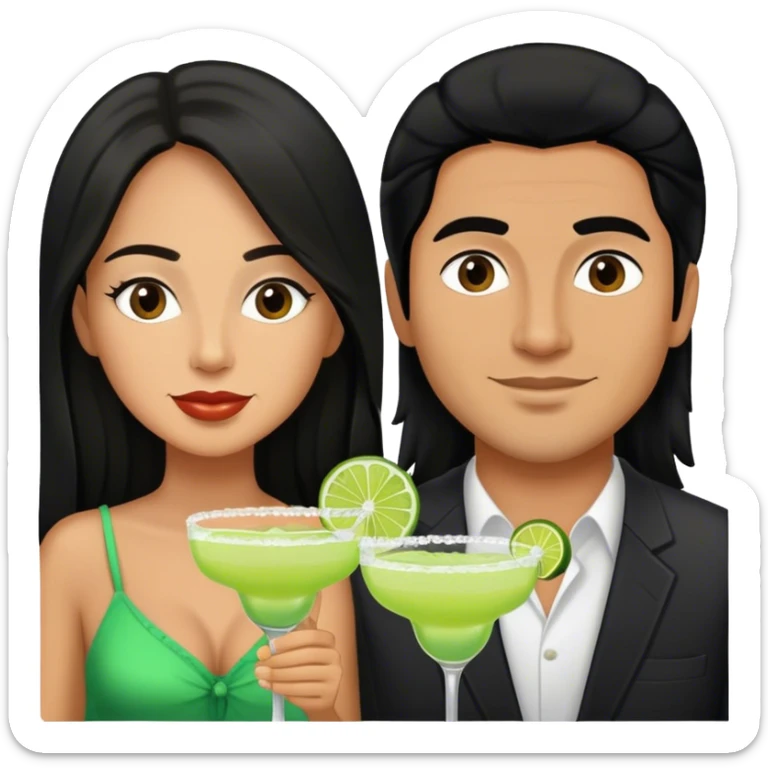 Margarita Connoisseur with Latino boyfriend with long black hair  sticker