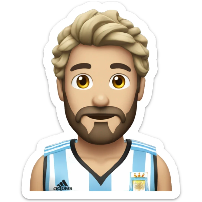 Una persona con camiseta  de argentina  con barba y una corona futbolista sticker