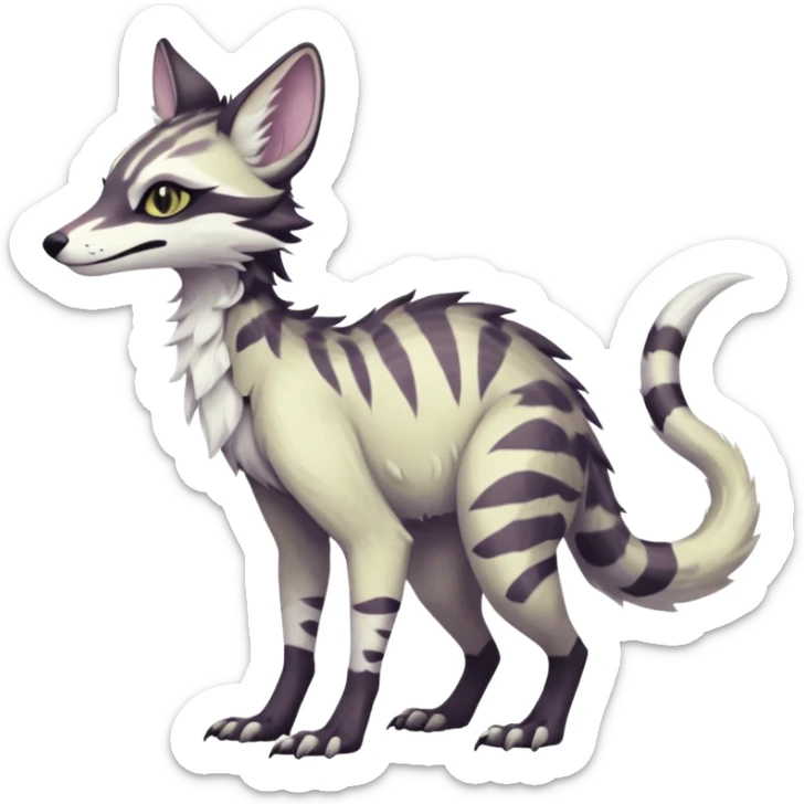 Feral Rare Fantasy dark pastel-white-gradients Vernid-Sergal-Genet-species by LiLaiRa, random markings, tufted ears, full body, 4 legs sticker