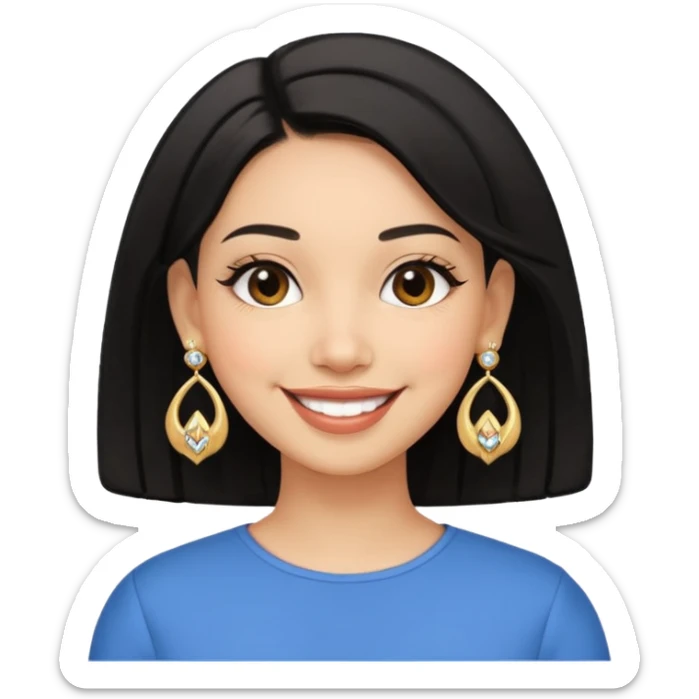 kardashaian sister with bob black hairstyle and big designed earrings sticker