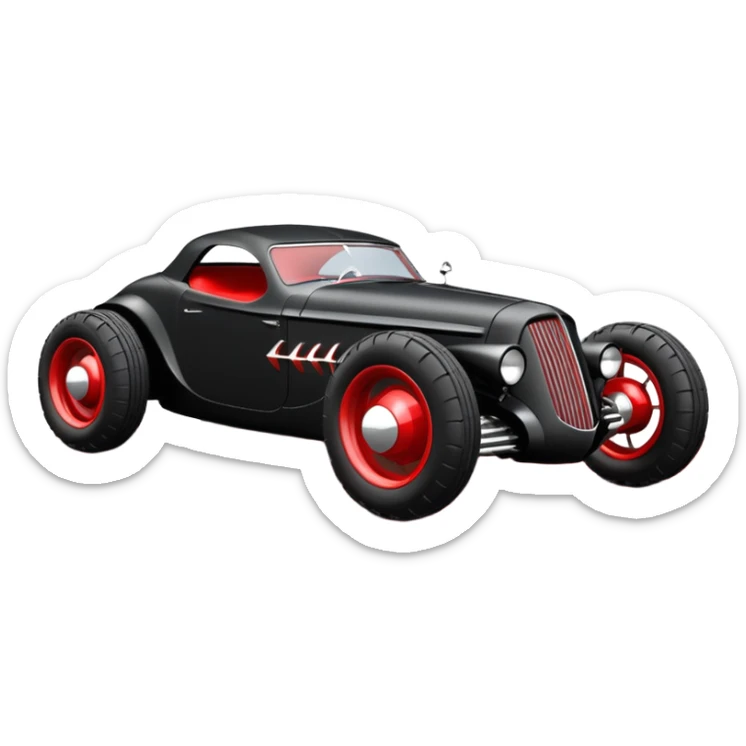  the animated series Harley Quinn aerodynamic futuristic Batmobile loosely based on 1936 cord 812 (flat long straight faceted mechanical body) stealthy town hot rod sand buggy  sticker