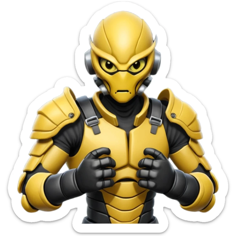 insectoid alien MMA fighter portrait, head and shoulders only, armored exoskeleton skin, sharp eyes, combat gloves, aggressive stance, 3D cartoon, mobile game icon style, clean background, no text, no watermark
 sticker