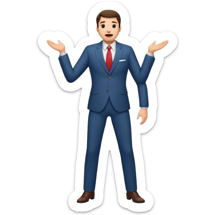 Excited pursed lip full body man emoji with an enormous waist twice the size of the rest of their body sticker