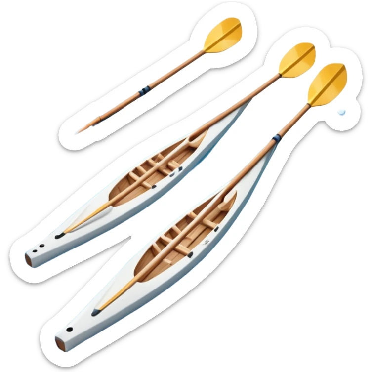 An icon showing a close-up of crossed oars, a sleek racing shell, and rippling water, symbolizing rowing. The design includes droplets in motion and a streamlined boat tip cutting through waves. Transparent background emphasizes strength, precision, and the spirit of competitive rowing sticker