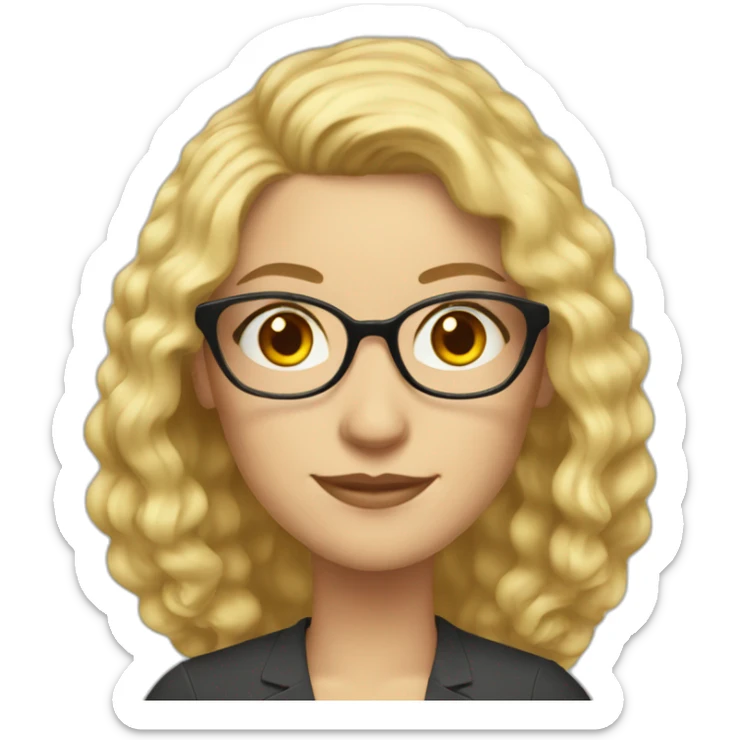 woman blonde hair medium length semi curly hair accountant with glasses sticker