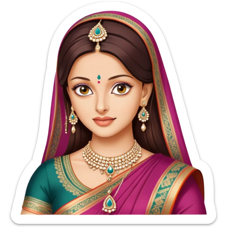 Aishwarya Rai in a saree, traditional Indian outfit, jewelry sticker