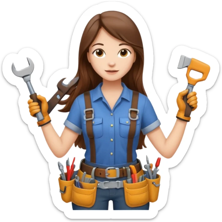 beautiful girl with long brown hair renovating her apartment sticker