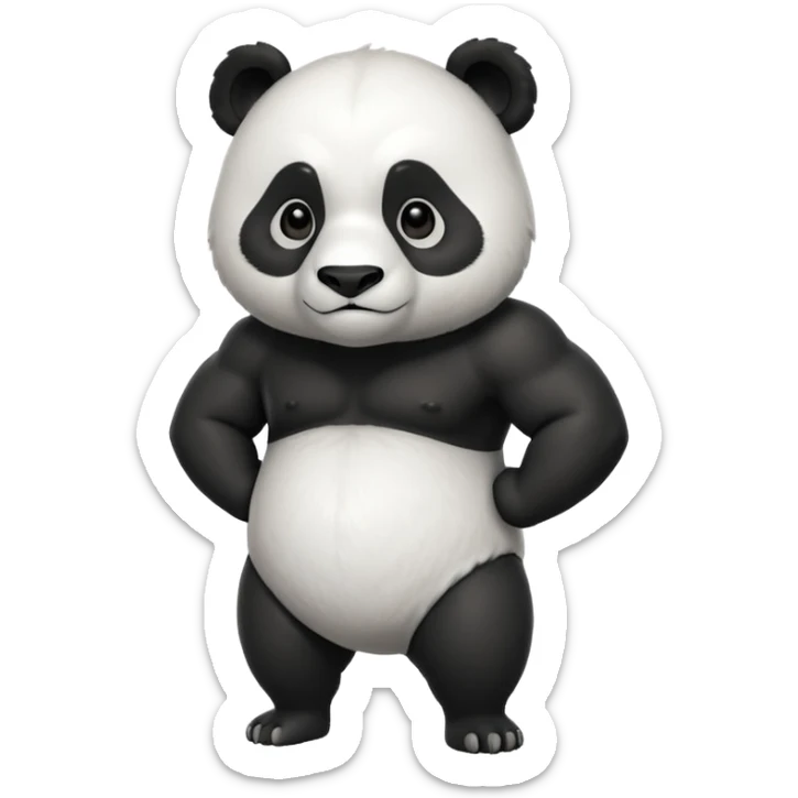 I want something like floppy bird but panda with muscles, but the face is facing right direction sticker