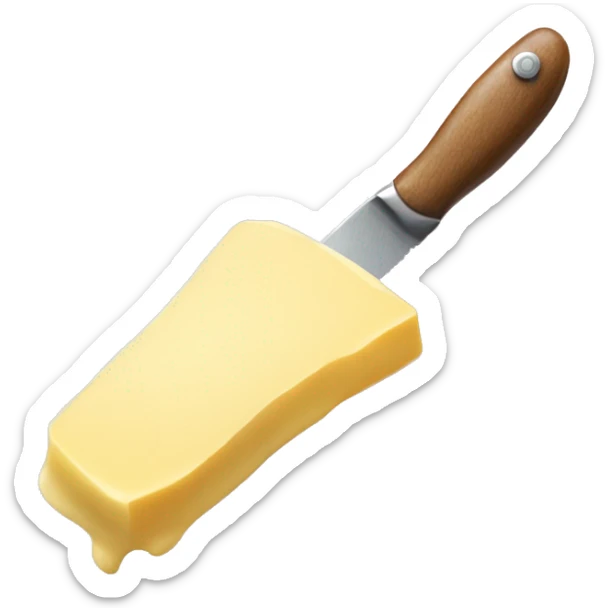 A curl of margarine on the tip of a serrated knife sticker