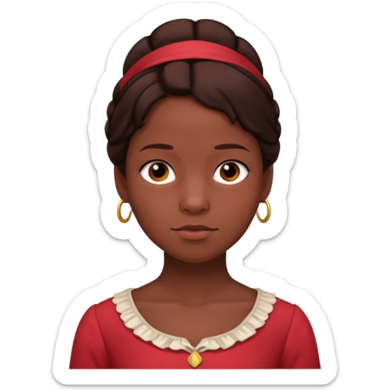 Patsey from 12 Years of Slave with dark brown hair, light red outfit sticker