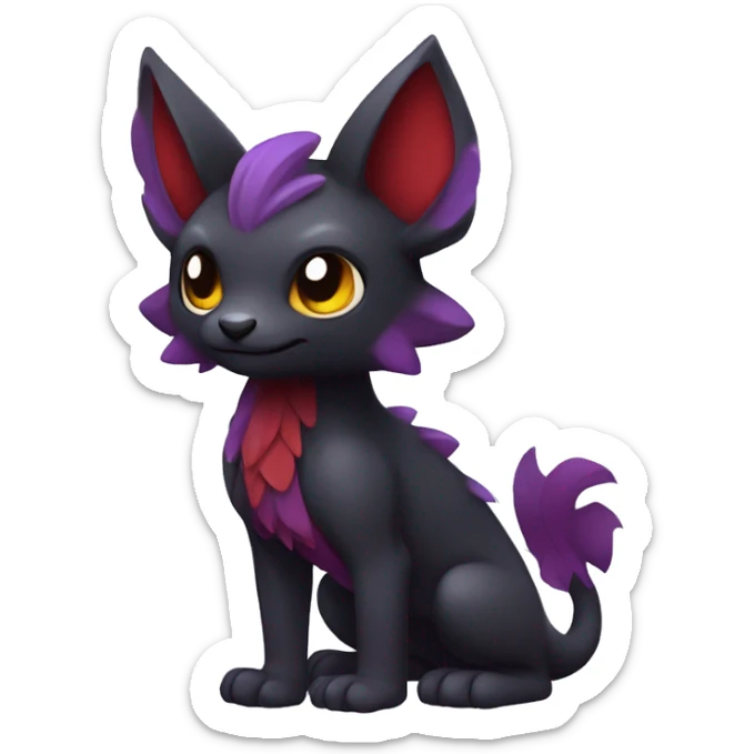 Cute cool dark black red purple animal hybrid Fakemon full body sticker