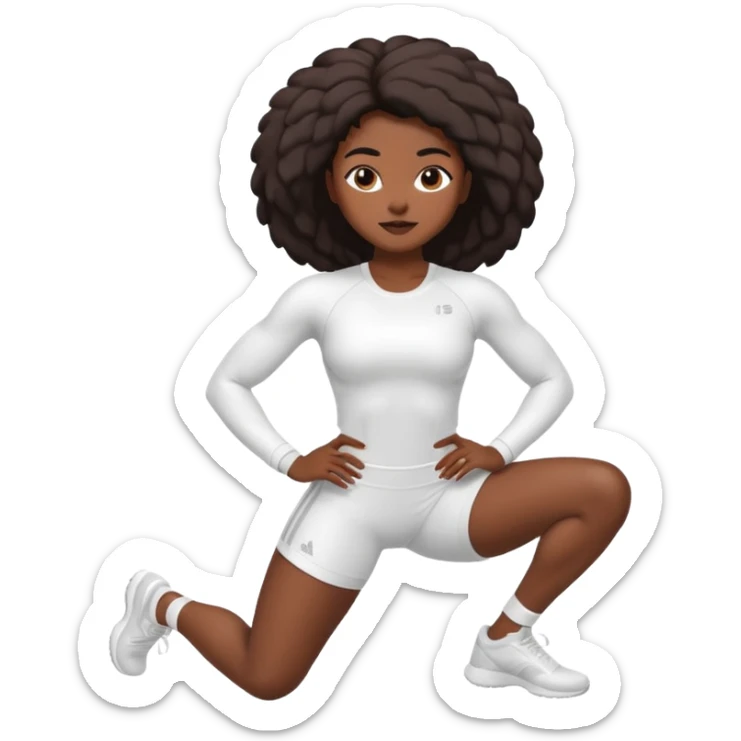 darkskin back woman in white sportswear Fit body focus chin to thigh sticker