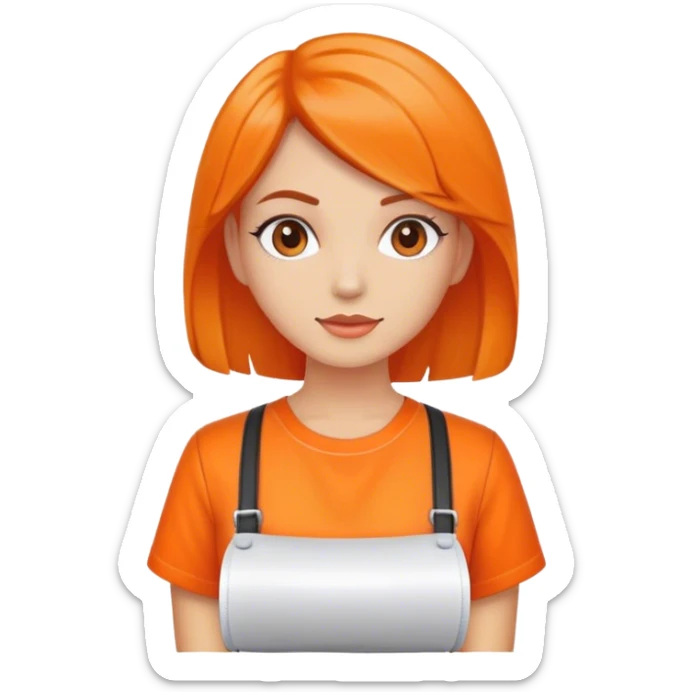 girl hairdresser wearing a orange shirt  sticker