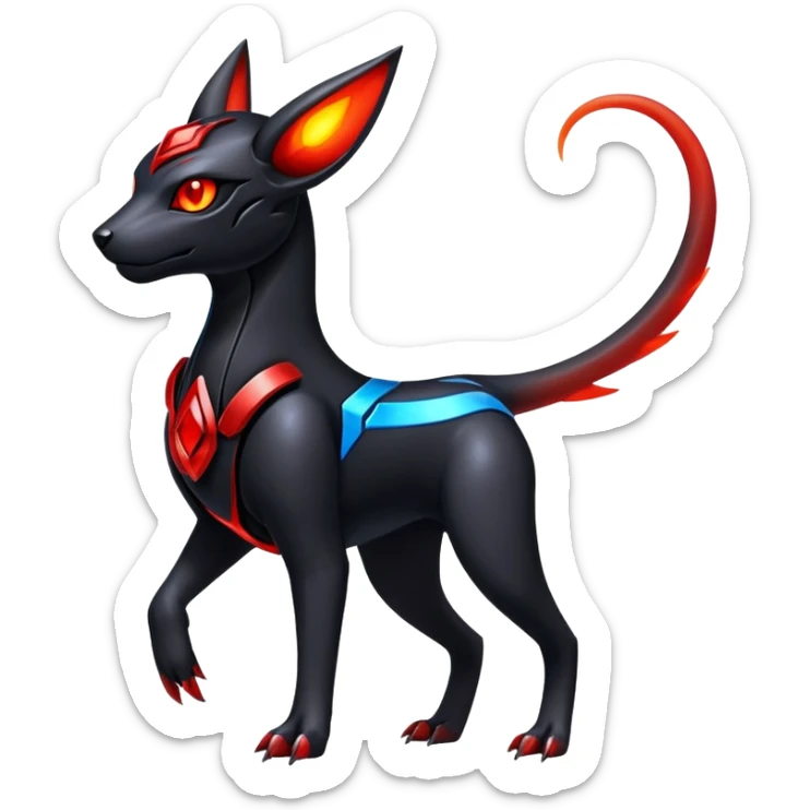Shiny Gothic Exotic Futuristic Houndoom-Genesect-Torracat-Pokémon-Fakémon-hybrid-creature sticker