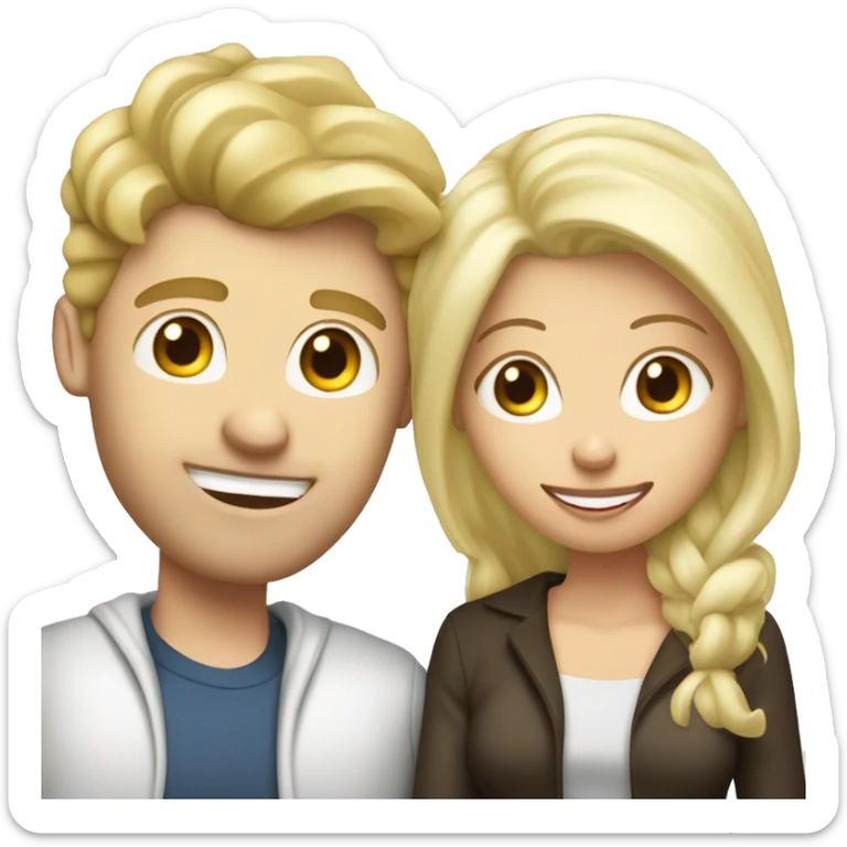 White blond boyfriend Ladung in Bad with white brunette grilfriend sticker