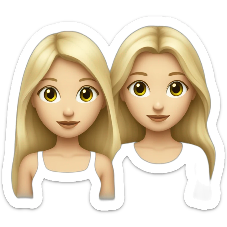 deux filles une fille blonde au yeux vert et fille brune au yeux bleua la peau beige sticker