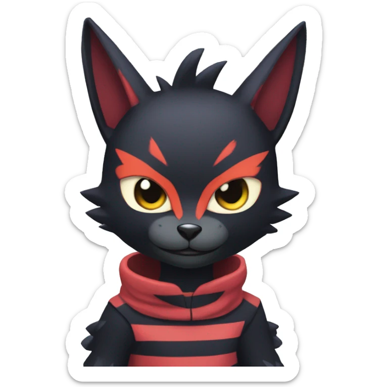 Cool Anthro Black Noibat-Quilava-Litten-Pokémon with edgy stripes Full Body sticker