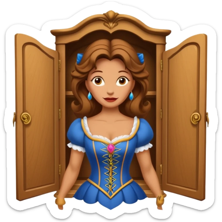 A middle-aged lady character from the fairy tale Beauty and the Beast — she was turned into a wardrobe by magic, while retaining the wardrobe's original form and having an anthropomorphic face. sticker