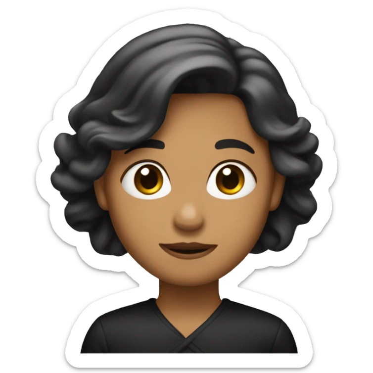 Han un emoji de una mujer con el pelo izado negro besando a un niño rubio sticker