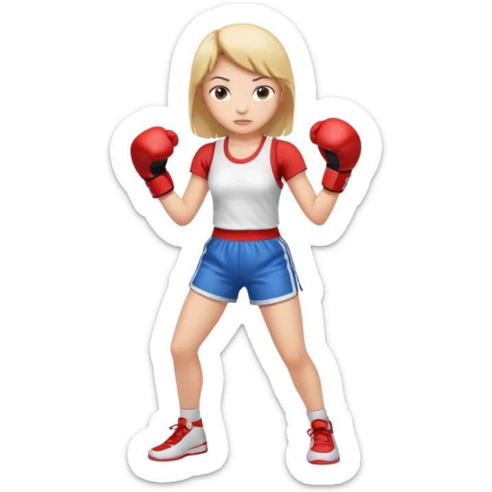 girl boxing with shirt on full body cuter outfit sticker