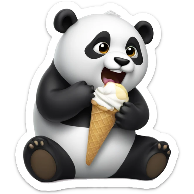 Panda eating ice cream sticker