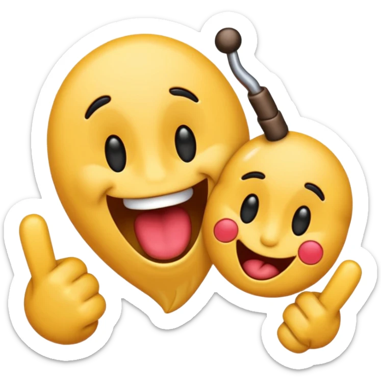 can you do the drooling emoji rotated right slightly with two ear emojis place over it, them mirroring one another, and then can you do a rocking out emoji over top all of it that is flipped completely upside down sticker