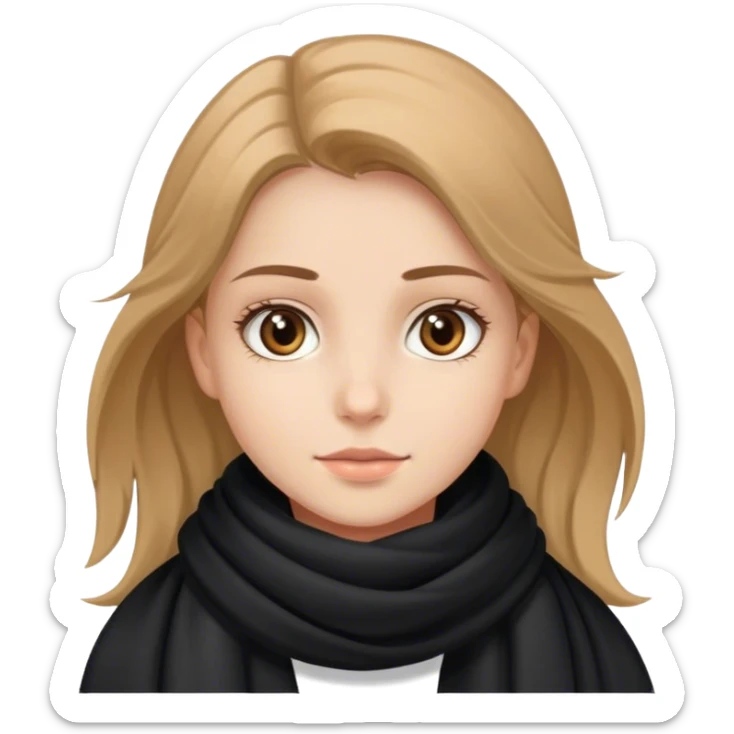 A veiled girl with fair skin, a black scarf, and light brown eyes. sticker