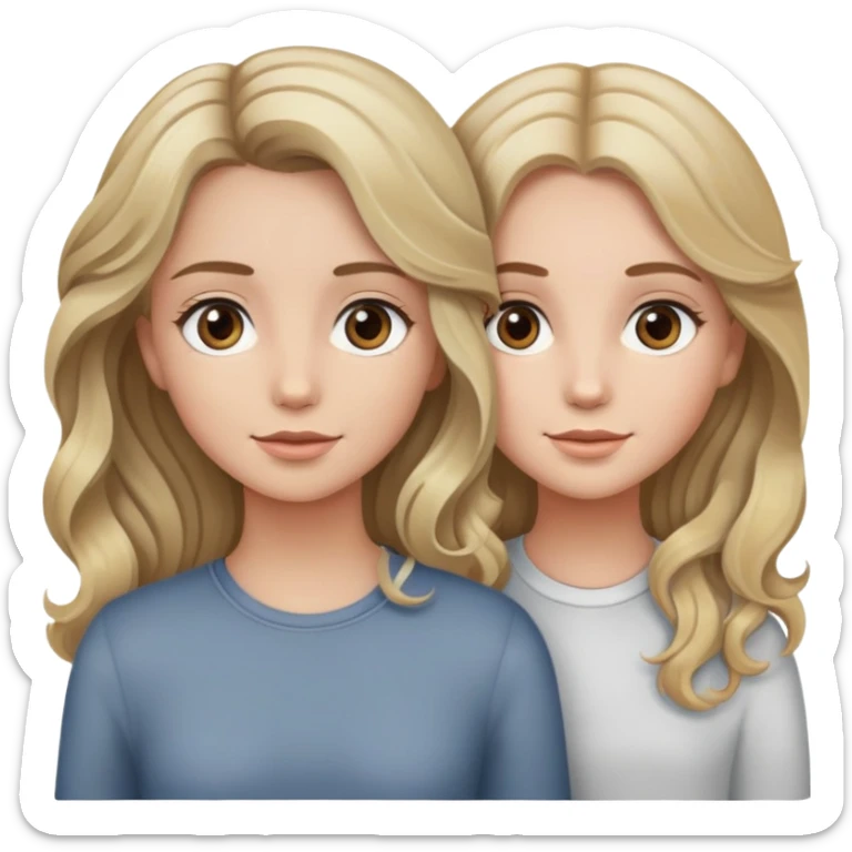 do a girl with grey eyes (blue?) and wavy blond hair and her best friend with hazel eyes and brown straight / wavy hair sticker